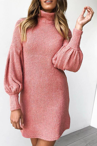 Chloe - Casual Half-Turtleneck Straight Dress