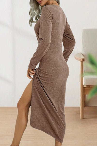 Clara - Romantic Folded O-Neck Sheath Dress