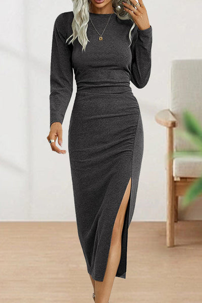 Clara - Romantic Folded O-Neck Sheath Dress