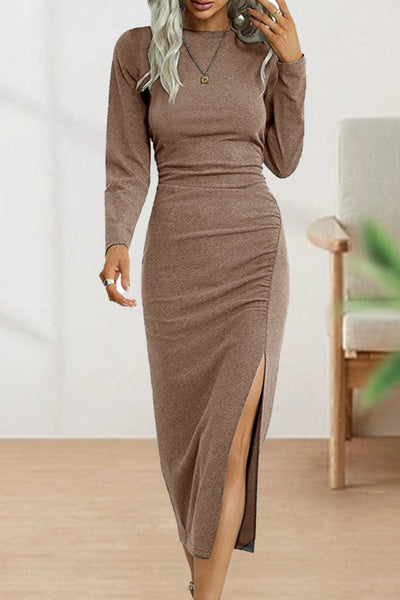 Clara - Romantic Folded O-Neck Sheath Dress