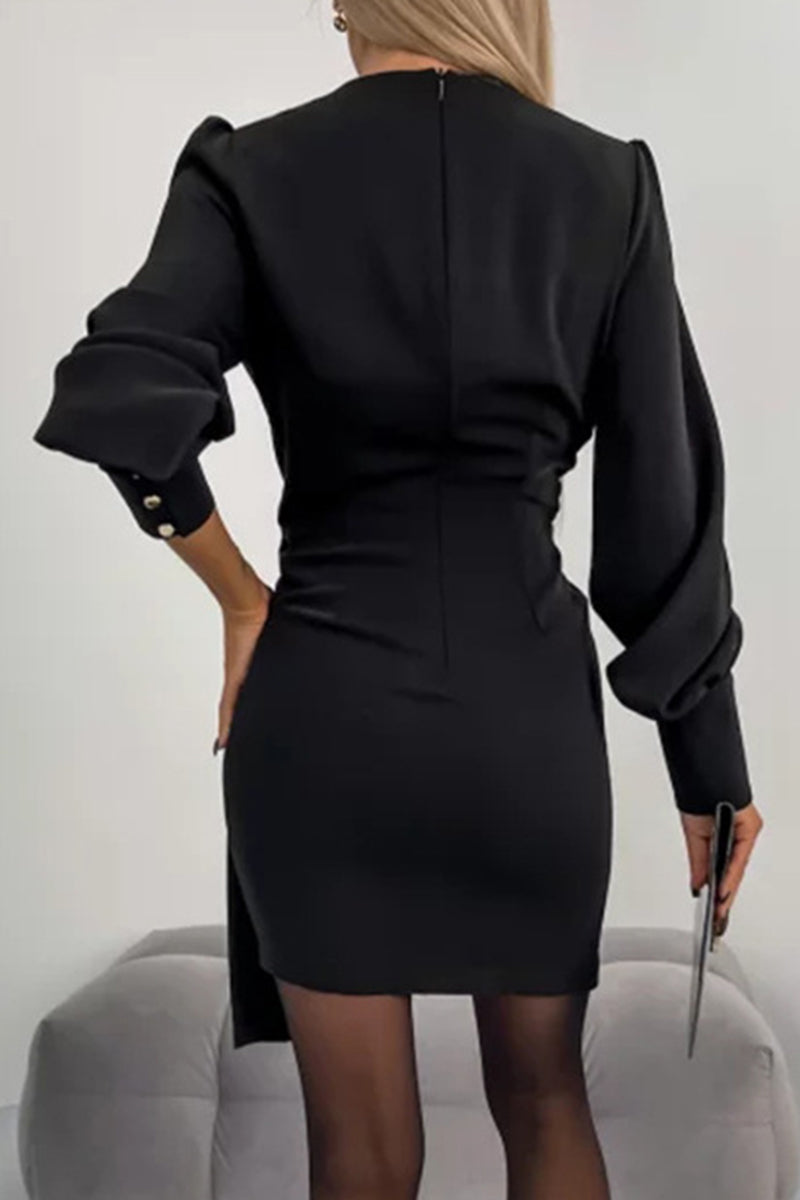 Nina - Chic V-Neck Zipper Dress