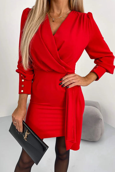 Nina - Chic V-Neck Zipper Dress