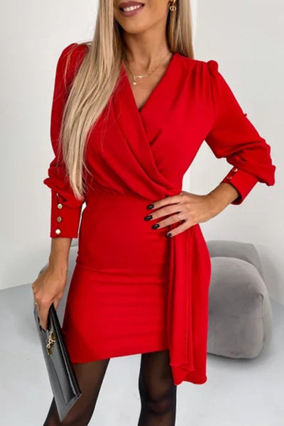 Nina - Chic V-Neck Zipper Dress