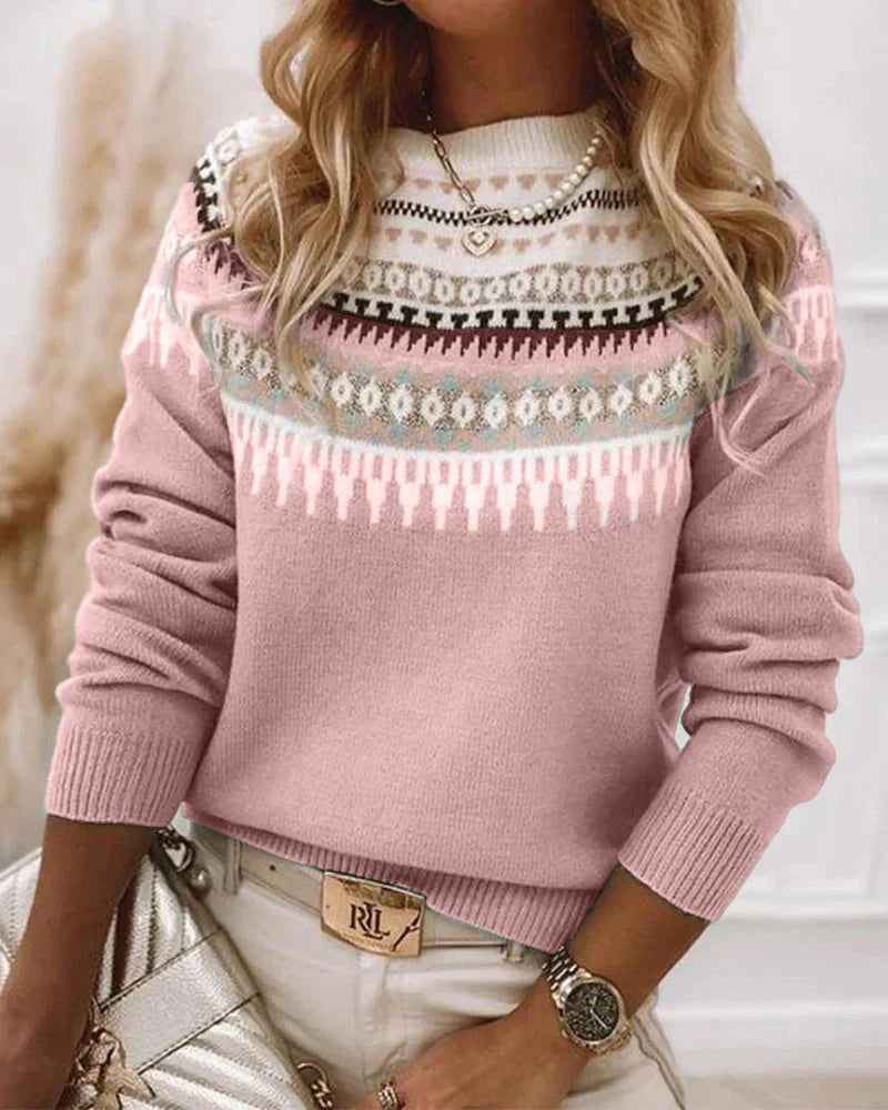 Sienna Trendy Printed Long-Sleeve Sweater