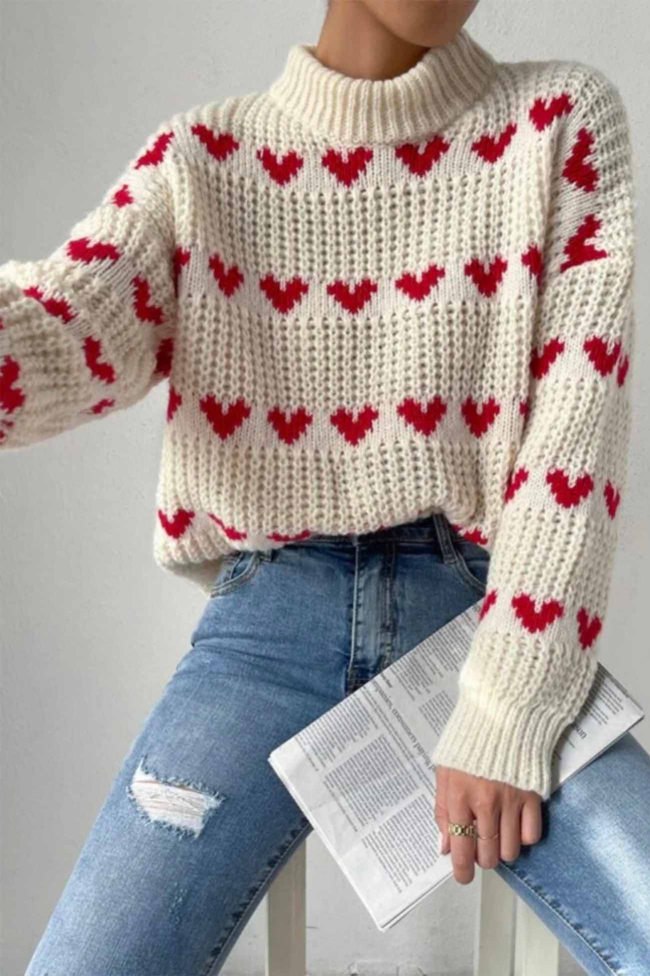 Heartfelt Knit Jacquard Sweater