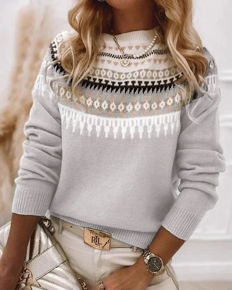 Sienna Trendy Printed Long-Sleeve Sweater