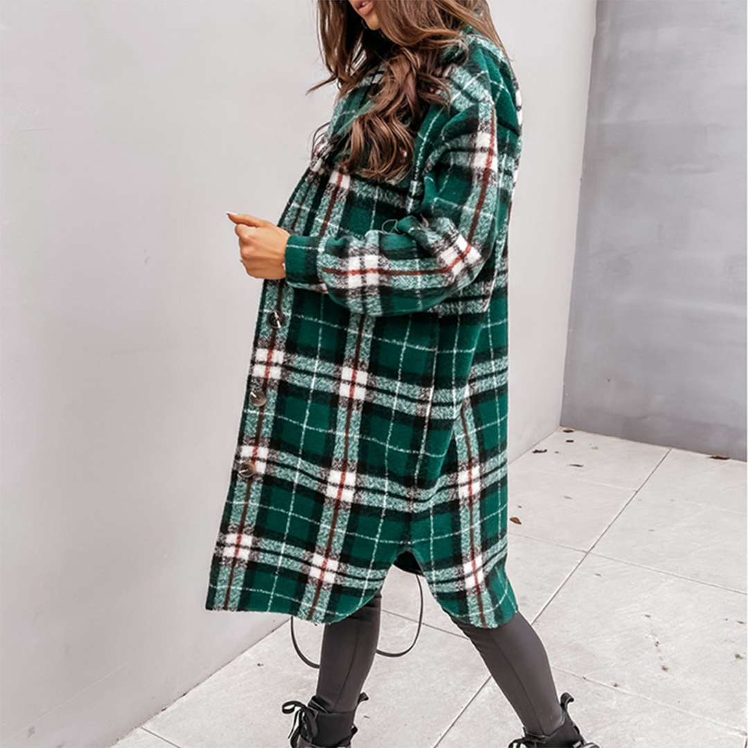 ChicLayer Women's Checked Long Coat