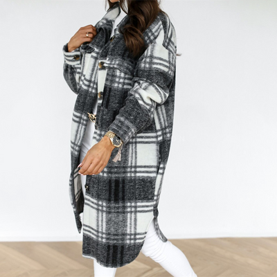 ChicLayer Women's Checked Long Coat