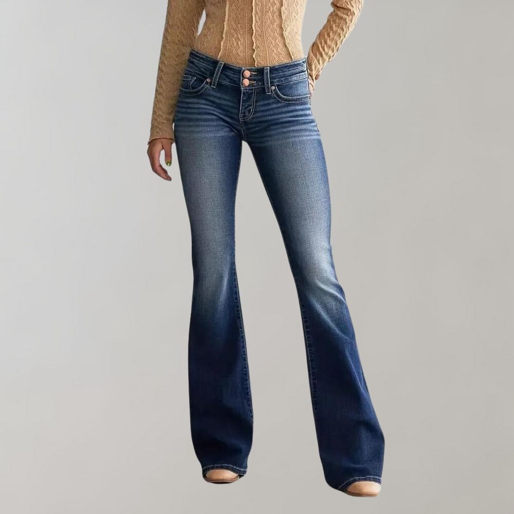 Fashionable Flared Denim Trousers