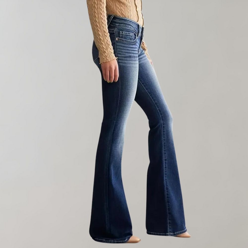 Fashionable Flared Denim Trousers