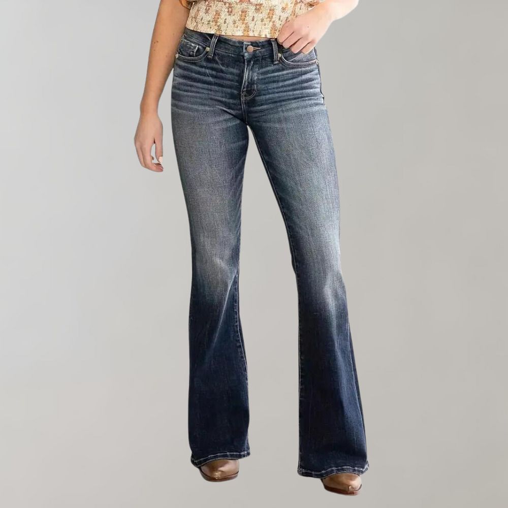 Fashionable Flared Denim Trousers