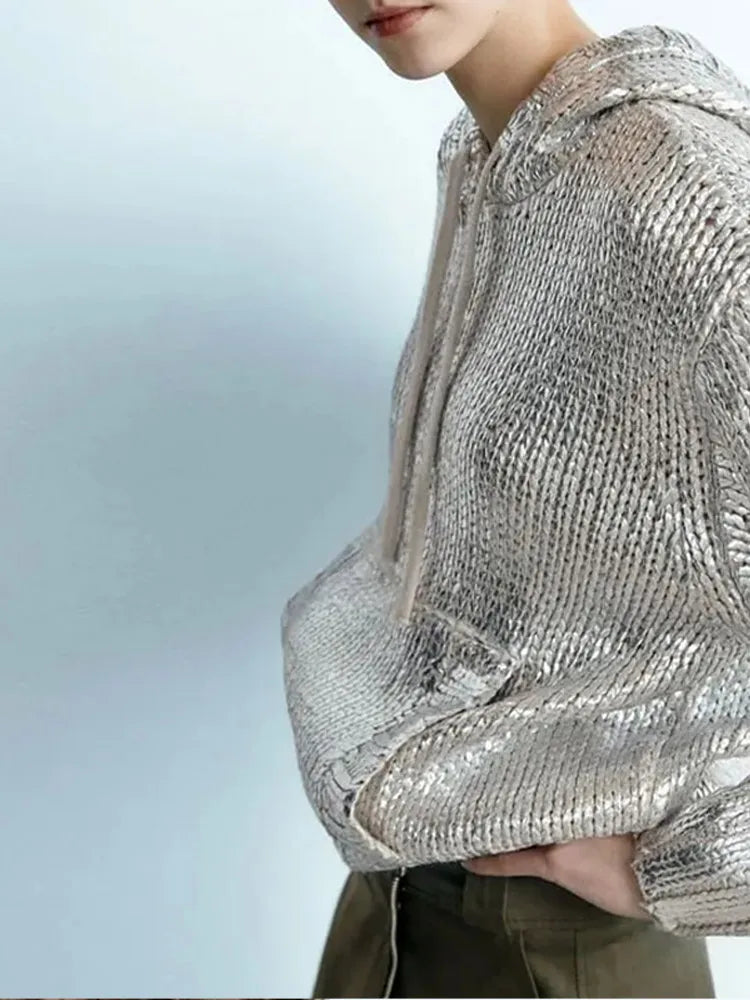 Luna - Silver Metallic Hoodie