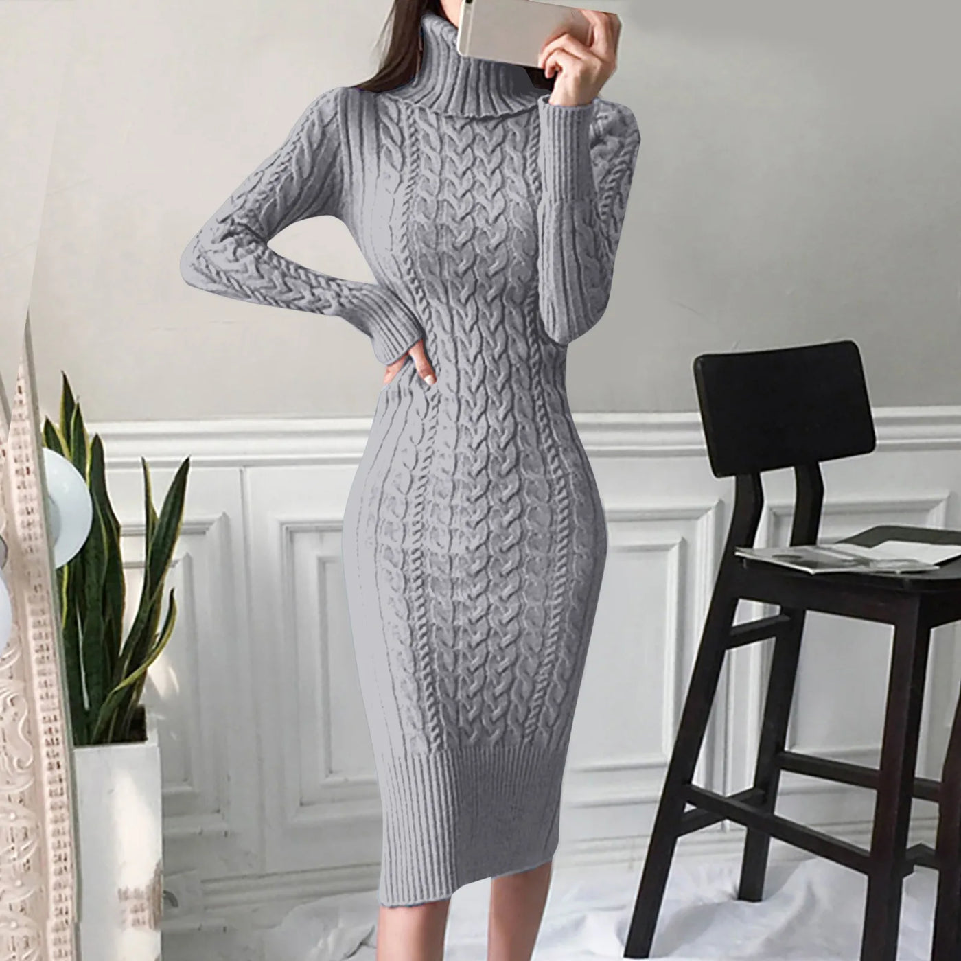 Luna Cozy Cable Knit Dress