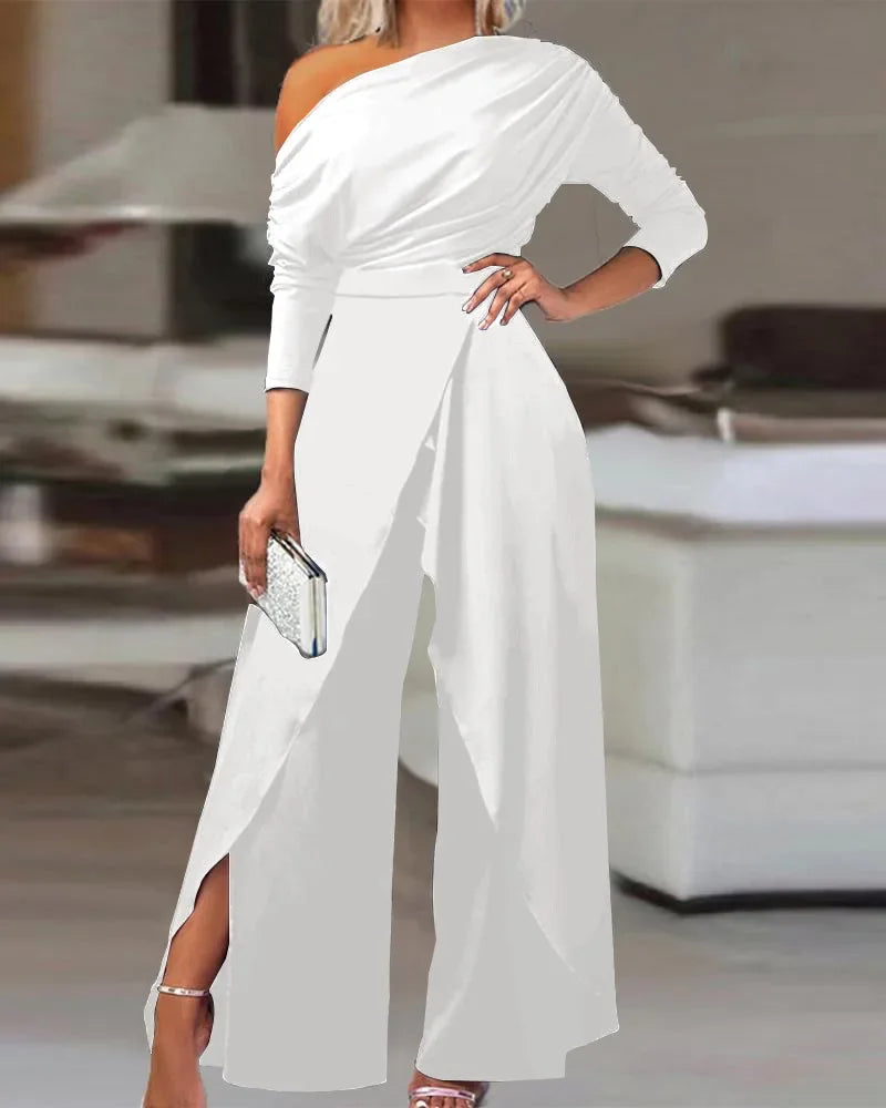 Chic Wide-Leg Jumpsuit – Fresh, Elegant Design with Simple Fashion Flair