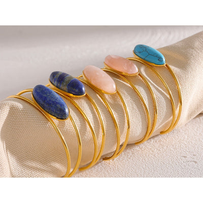 CobaltElegance - Lapis Lazuli Gold-Plated Stainless Steel Bracelet by Karina