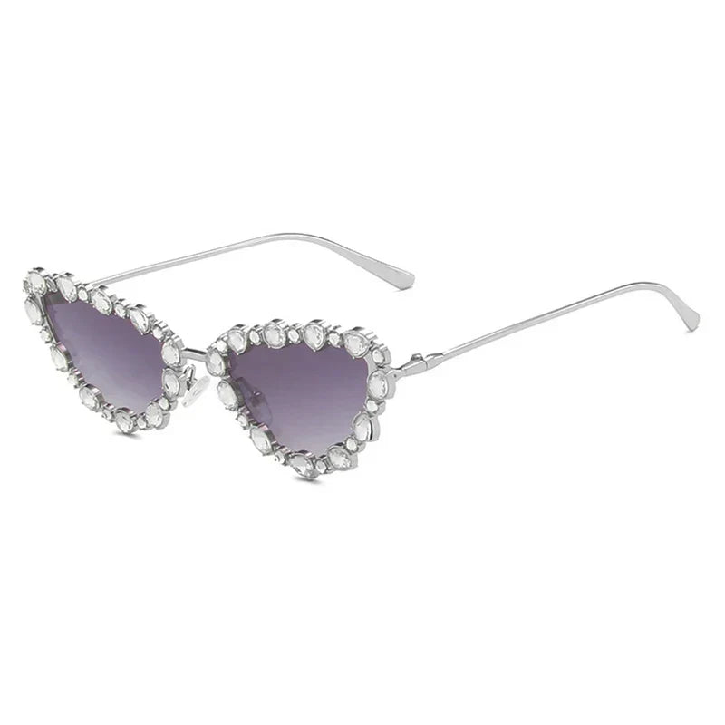 GlamHeart - Cat's Eye Sunglasses with Gemstone Embellishments