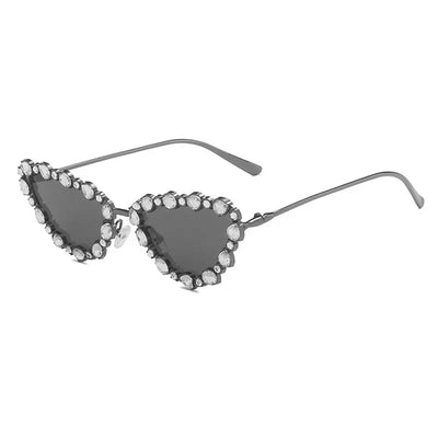 GlamHeart - Cat's Eye Sunglasses with Gemstone Embellishments