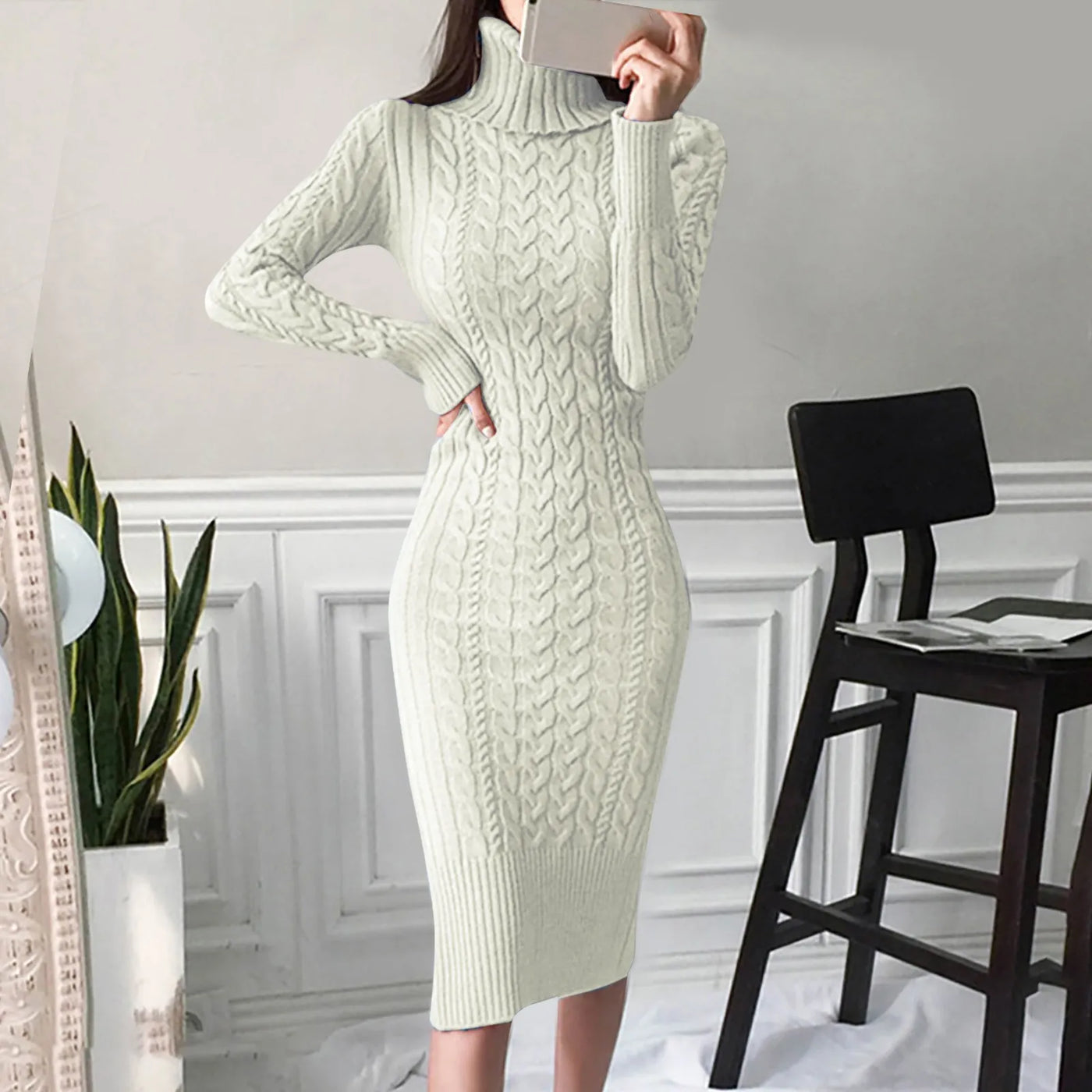 Luna Cozy Cable Knit Dress