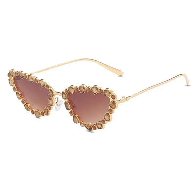 GlamHeart - Cat's Eye Sunglasses with Gemstone Embellishments