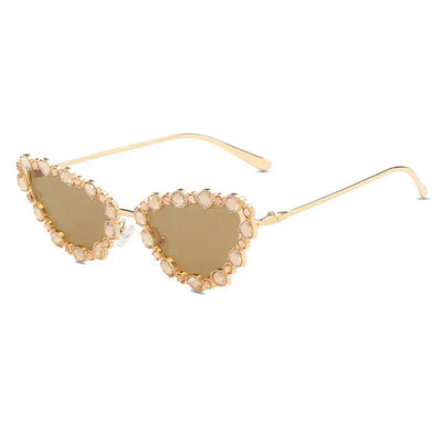 GlamHeart - Cat's Eye Sunglasses with Gemstone Embellishments