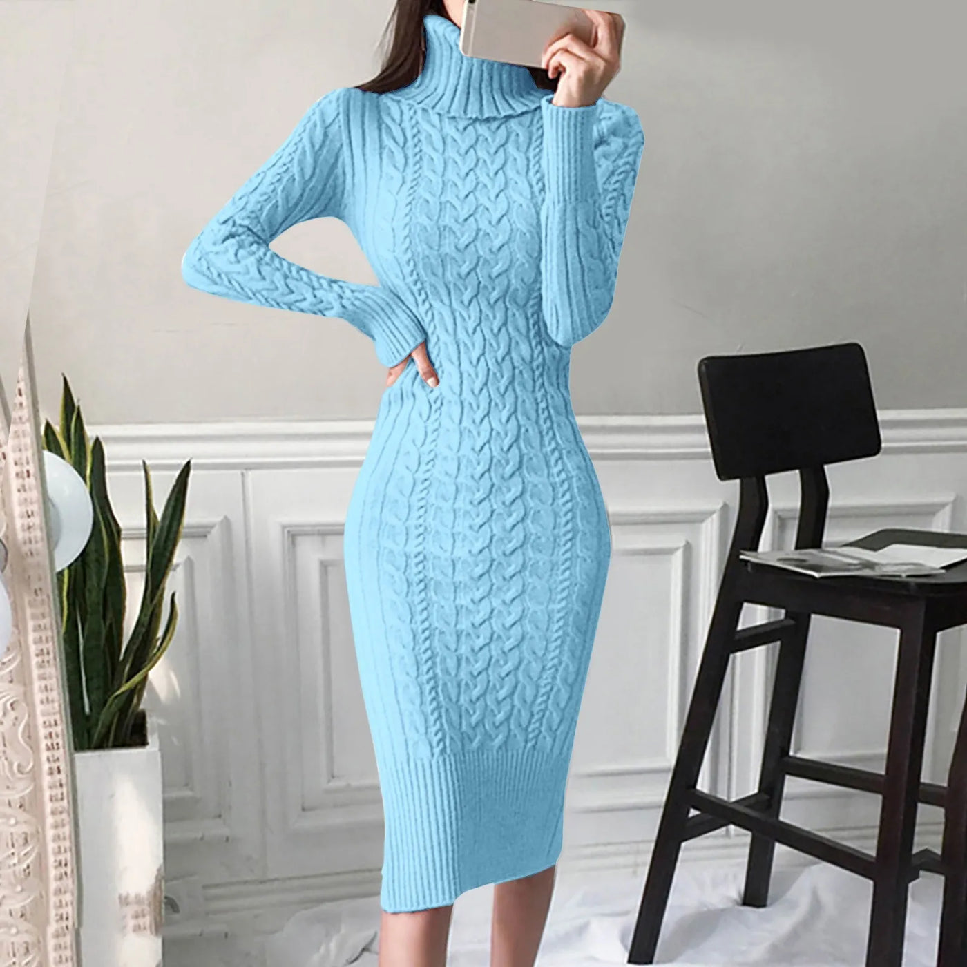 Luna Cozy Cable Knit Dress