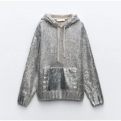 Luna - Silver Metallic Hoodie