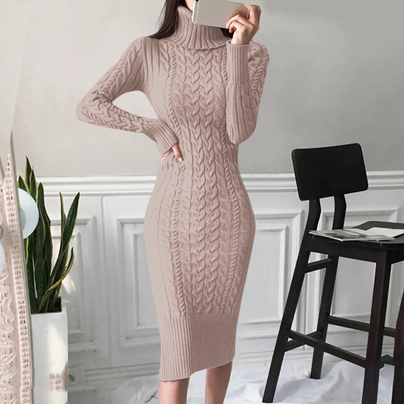 Luna Cozy Cable Knit Dress