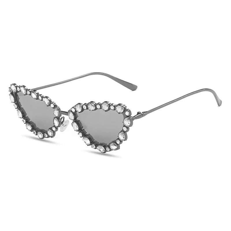 GlamHeart - Cat's Eye Sunglasses with Gemstone Embellishments